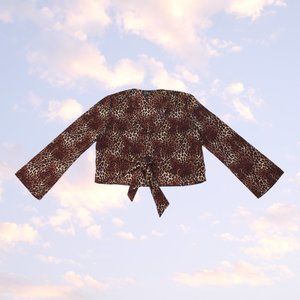 Topshop tie-front leopard top
